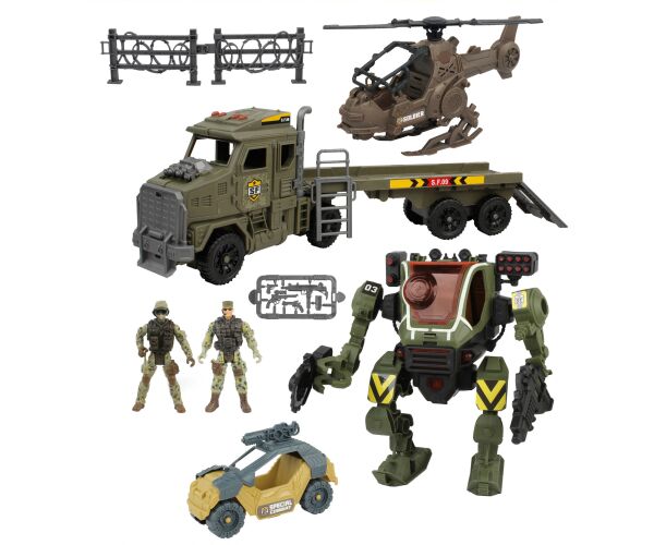 Robot mecha s efekty set s tahačem a helikoptérou 60 cm