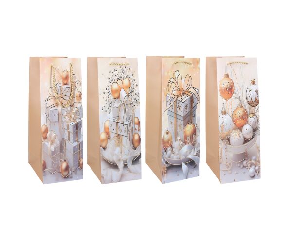 Dárková taška na láhev M 12x35x9 cm VÁNOCE