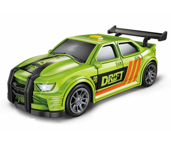 Auto závodní zelené s efekty 16 cm
