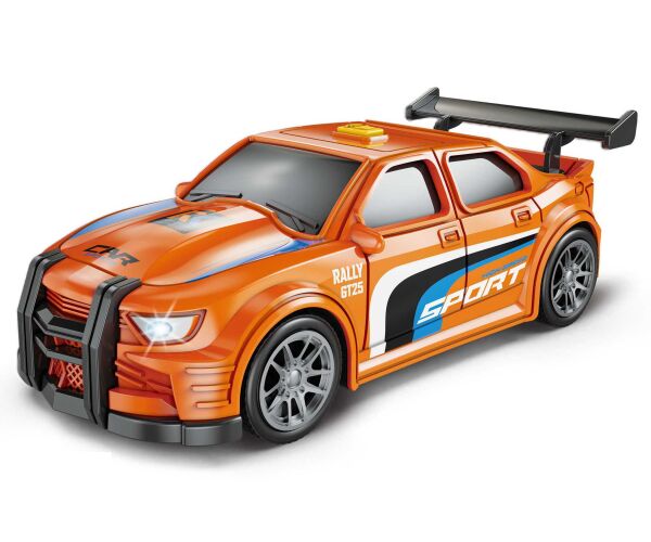 Auto závodní oranžové s efekty 16 cm