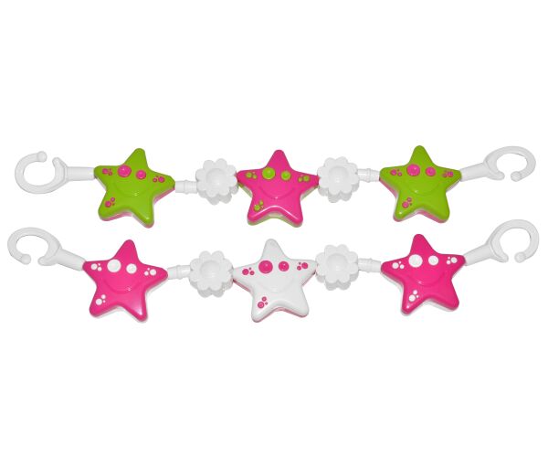 Řetěz na kočárek - hvězdy, kytičky