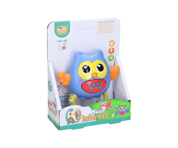 Chrastítko sova s efekty 11 cm