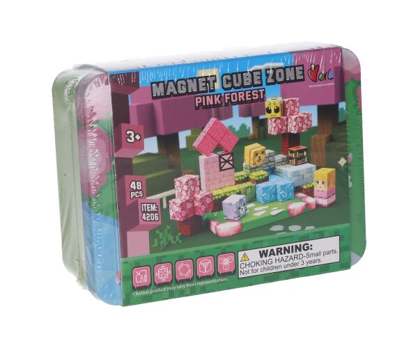 Stavebnice Magnet Cube Zone - Pink Forest 48 dílků