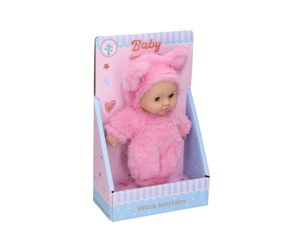 Miminko v kožíšku světle růžová 19cm