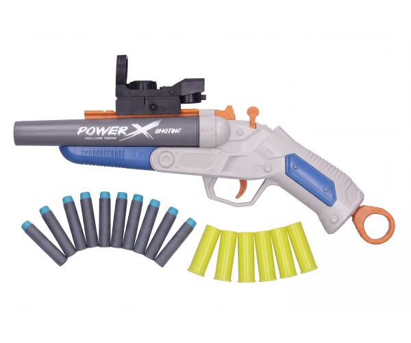 Puška Pioneer Double Barrel s pěnovými náboji a patronami 37 cm