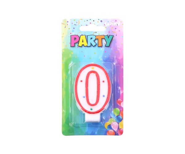 Párty svíčka číslo 0 Červená