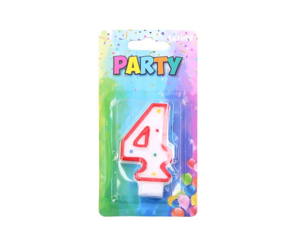 Párty svíčka číslo 4 Červená
