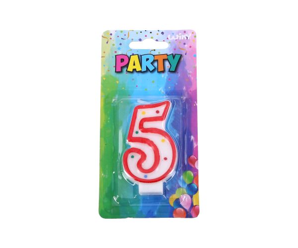 Párty svíčka číslo 5 Červená