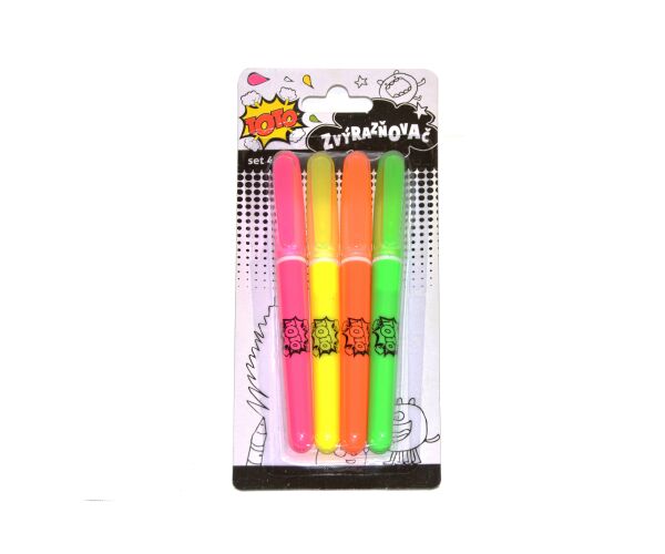 Zvýrazňovače fluo sada 4 ks