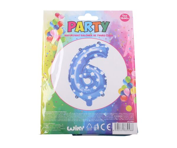 Balónek nafukovací - číslo 6 modrý