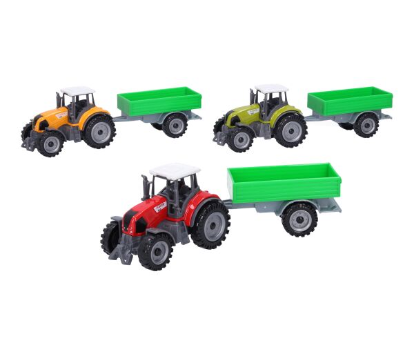 Traktor s vlečkou kovový 18 cm
