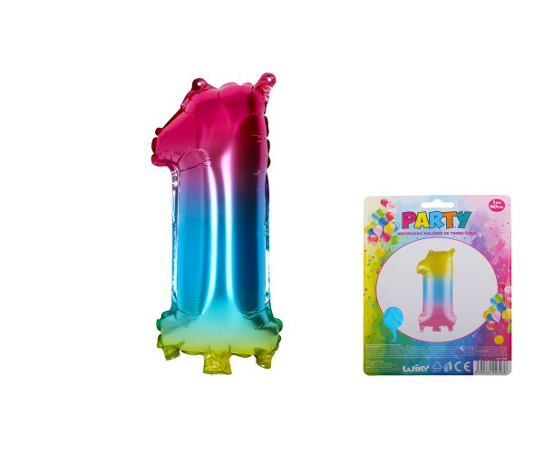 Balónek nafukovací - číslo 1 duhový