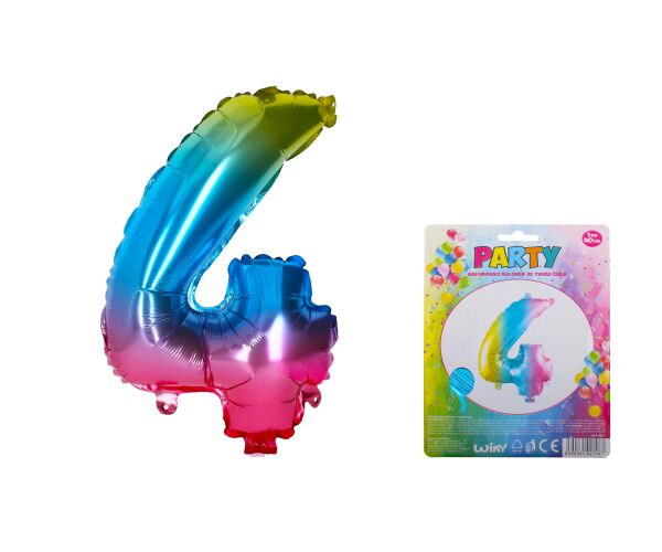 Balónek nafukovací - číslo 4 duhový
