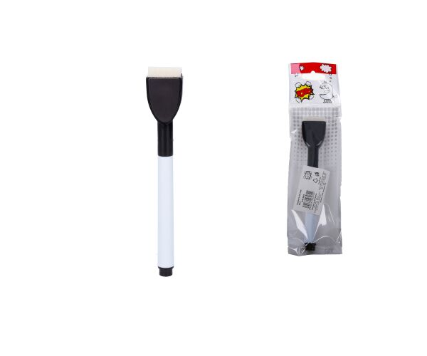 Popisovač na bílé tabule s mini stěrkou - černý