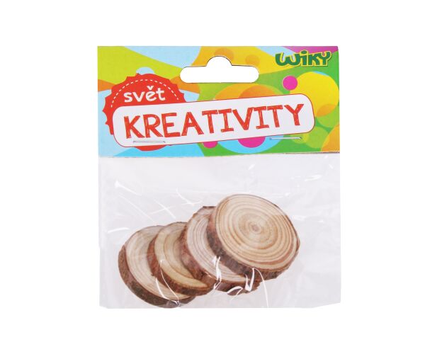Dřevěné kolečko 3-4x0,5 cm, 4 kusy