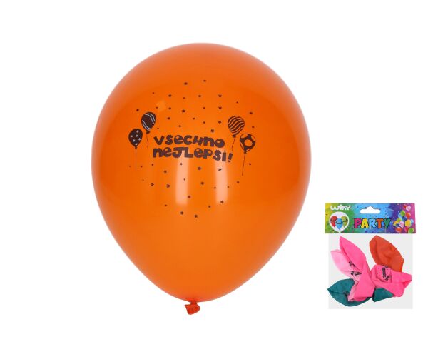 Balónek nafukovací 30 cm - sada 5ks, Všechno nejlepší