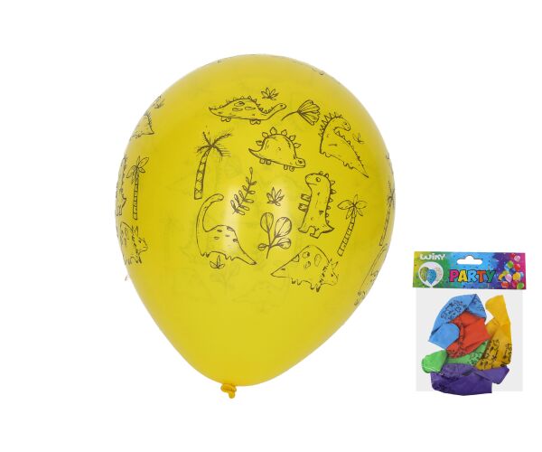 Balónek nafukovací 30 cm - sada 5ks, Dinosauři