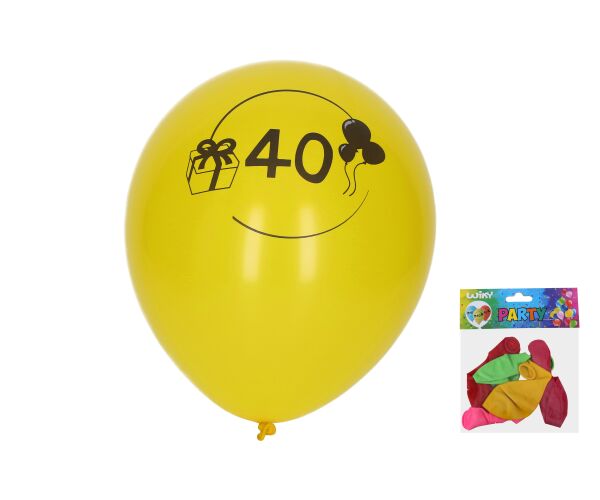 Balónek nafukovací 30 cm - sada 5ks, s číslem 40