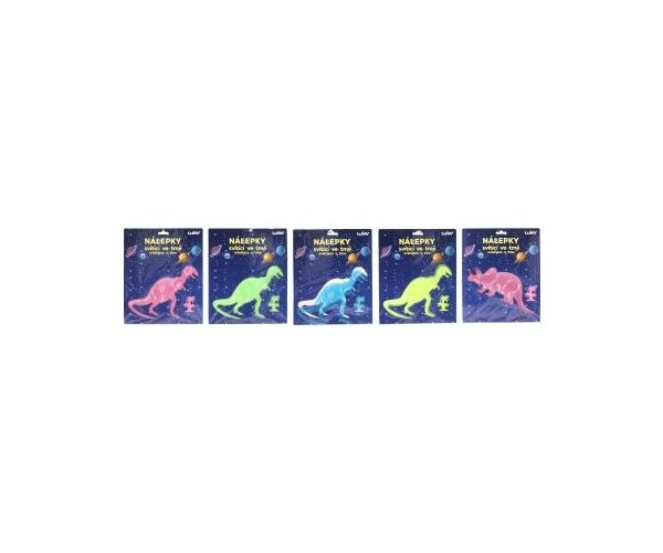 Nálepky 25,5x31 cm svítící ve tmě Dinosauři