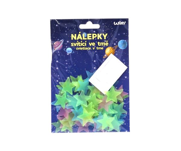 Nálepky 12x17 cm svítící ve tmě Hvězdy, 60 ks