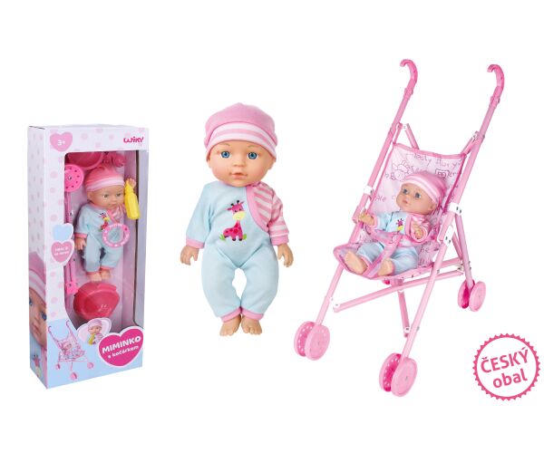 Miminko se zvuky a kočárkem 27 cm - český obal