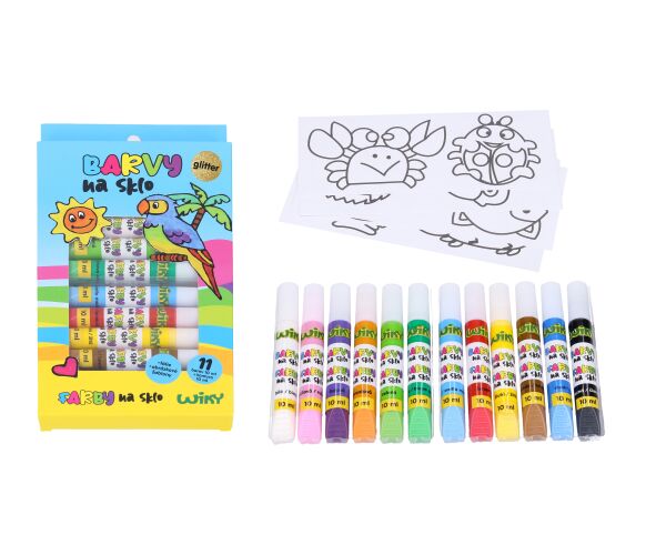 Barvy na sklo glitter 11+1 10ml