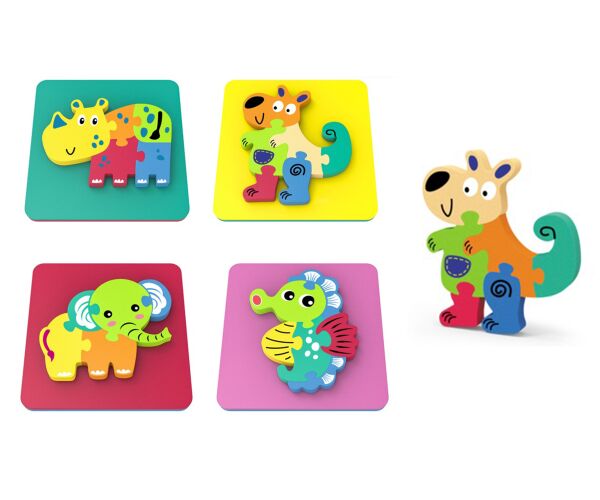 Zvířátko měkké puzzle 14x14 cm