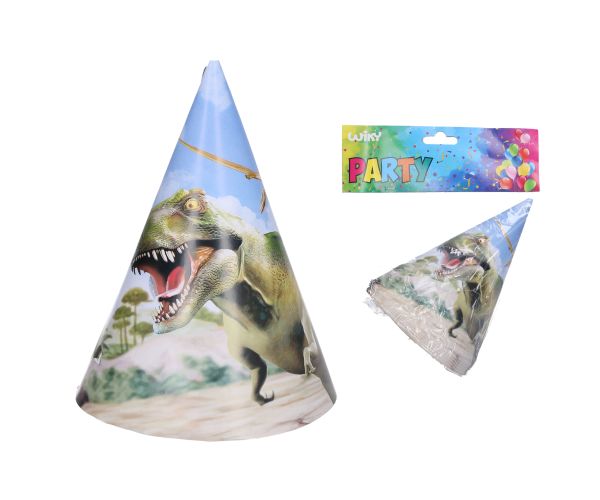 Párty kloboučky DINO 15 cm, 6 ks