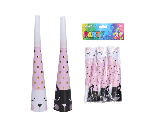 Párty trumpetky KOČKA 20 cm, 6 ks