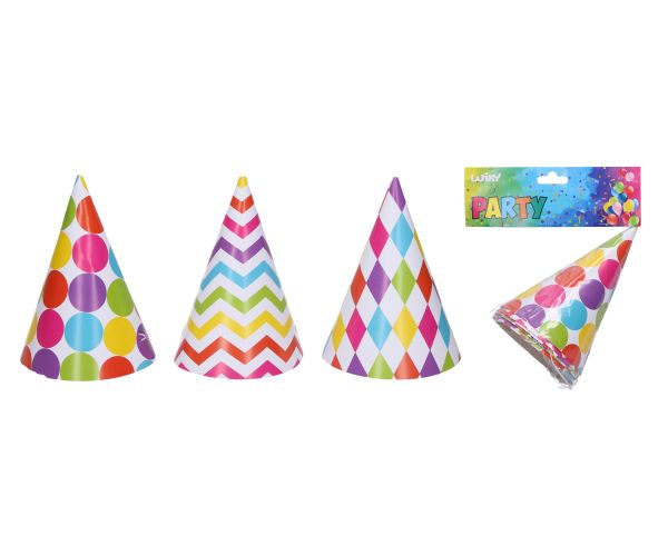 Párty kloboučky MIX 15 cm, 6 ks