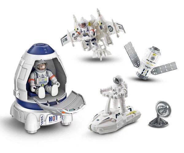 Vesmírný set s 2 figurkami 8 cm a raketou 21cm