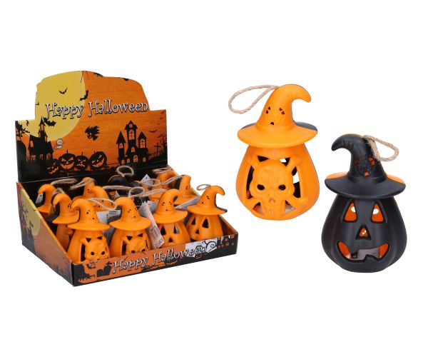 Dekorace Halloween dýně 11x6,5 cm svítící