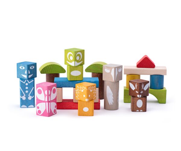 Kostky barevné s potiskem 26 ks - 3,3 cm