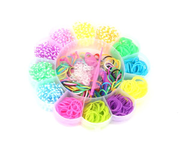 Sada gumiček na výrobu náramků Loom band 900 ks - květina