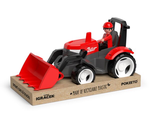 ECO MultiGO Červený traktor Zetor s radlicí, figurka Igráček