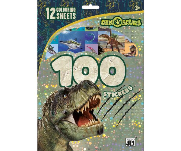 100 samolepek s omalovánkovými listy Dinosauři