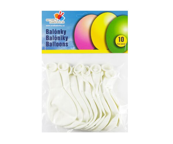 Balónek nafukovací - sada 10ks BÍLÉ 26cm
