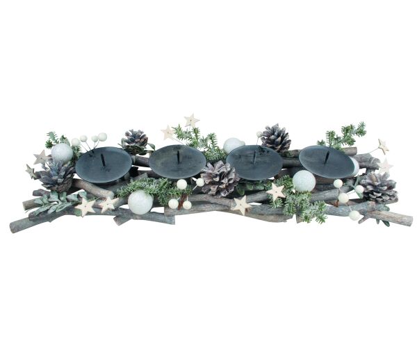Adventní svícen podlouhlý s baňkami 51 cm