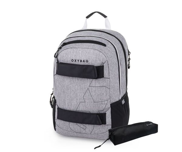 Studentský batoh + etue OXY Sport Grey Melange