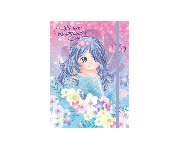 Box na sešity s gumou MERMAID 3D A4 (315x240mm) 130gr/m2
