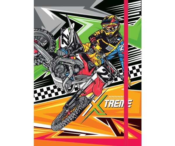 Box na sešity s gumou MOTORCYCLE EXTREME 3D A4 (315x240mm) 130gr/m2