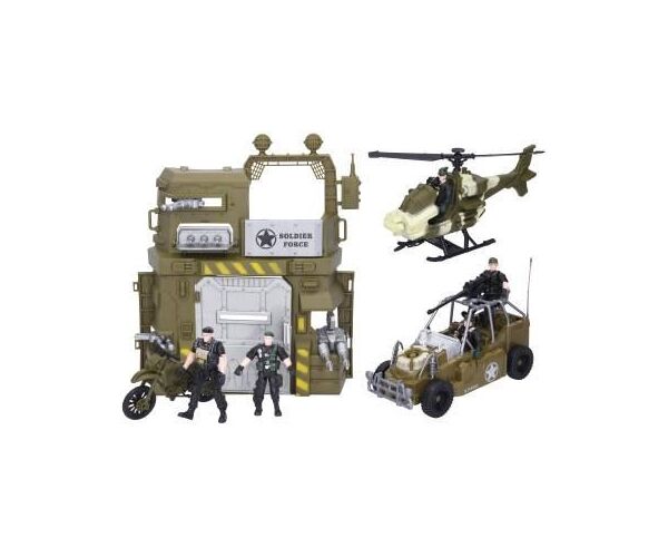 Vojenský set s autem a vrtulníkem