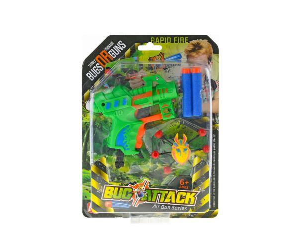 Pistole Bug's Attack s pěnovými náboji a terčem, 12cm