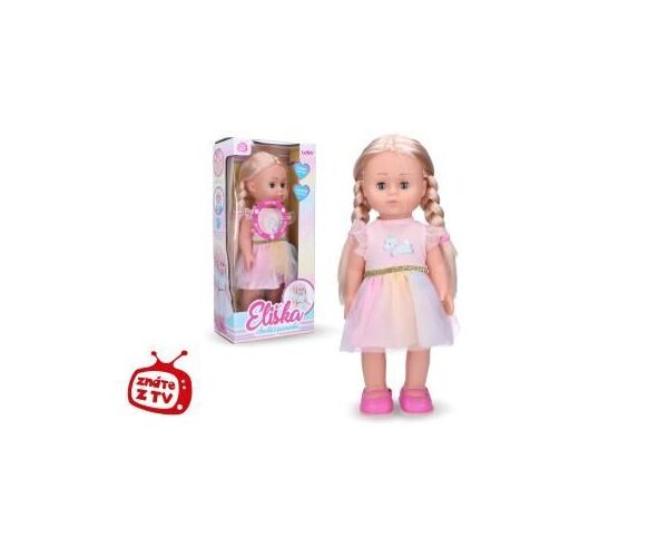 Eliška chodící panenka 41 cm růžové šaty - Český obal