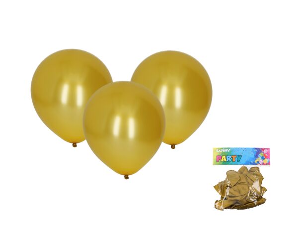 Balónek nafukovací 30cm - sada 10ks, metalický zlatý