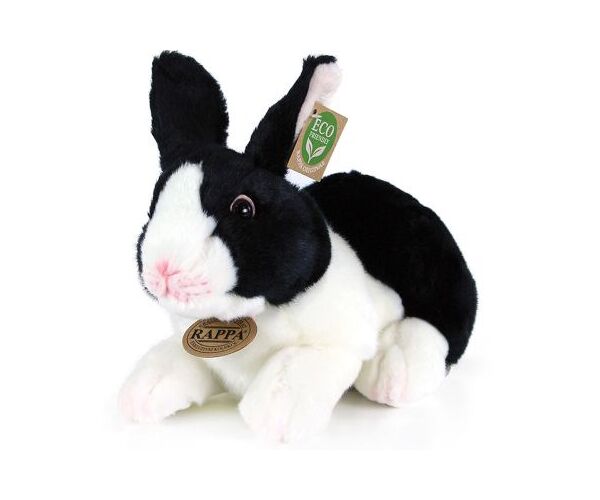 Plyšový králík bílo-černý ležící, 24 cm, ECO-FRIENDLY