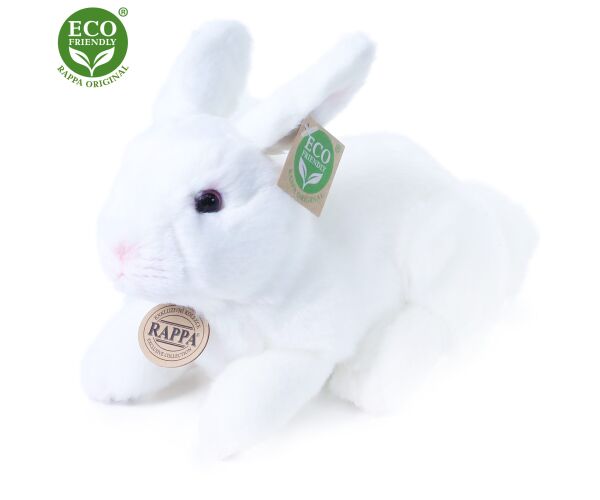 Plyšový králík bílý ležící, 23 cm, ECO-FRIENDLY