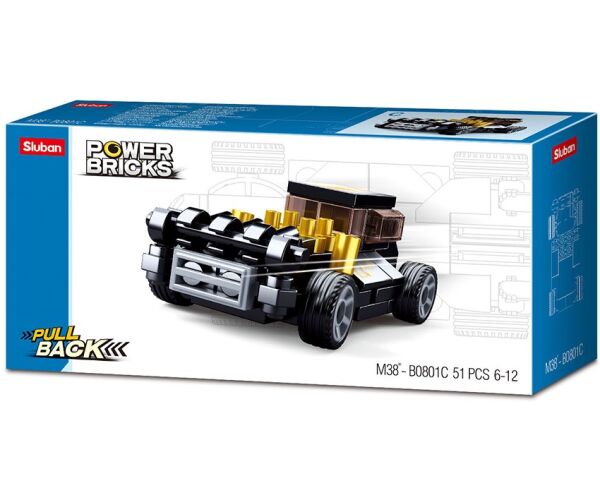 Sluban Power Bricks M38-B0801C natahovací autíčko černé