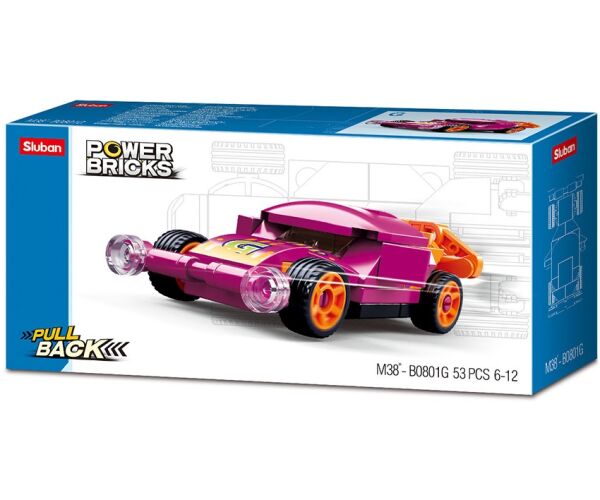 Sluban Power Bricks  M38-B0801G  natahovací autíčko fialové