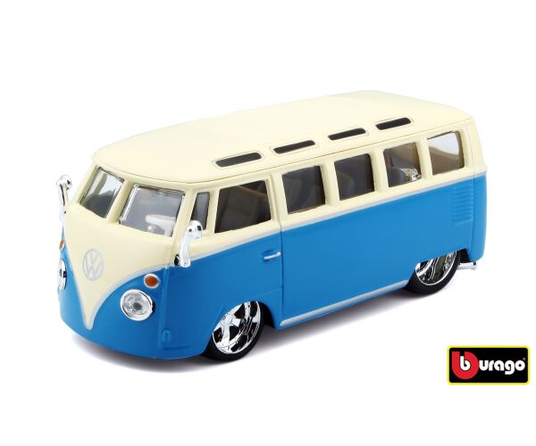 Bburago 1:32 Plus Volkswagen Van Samba Blue/White